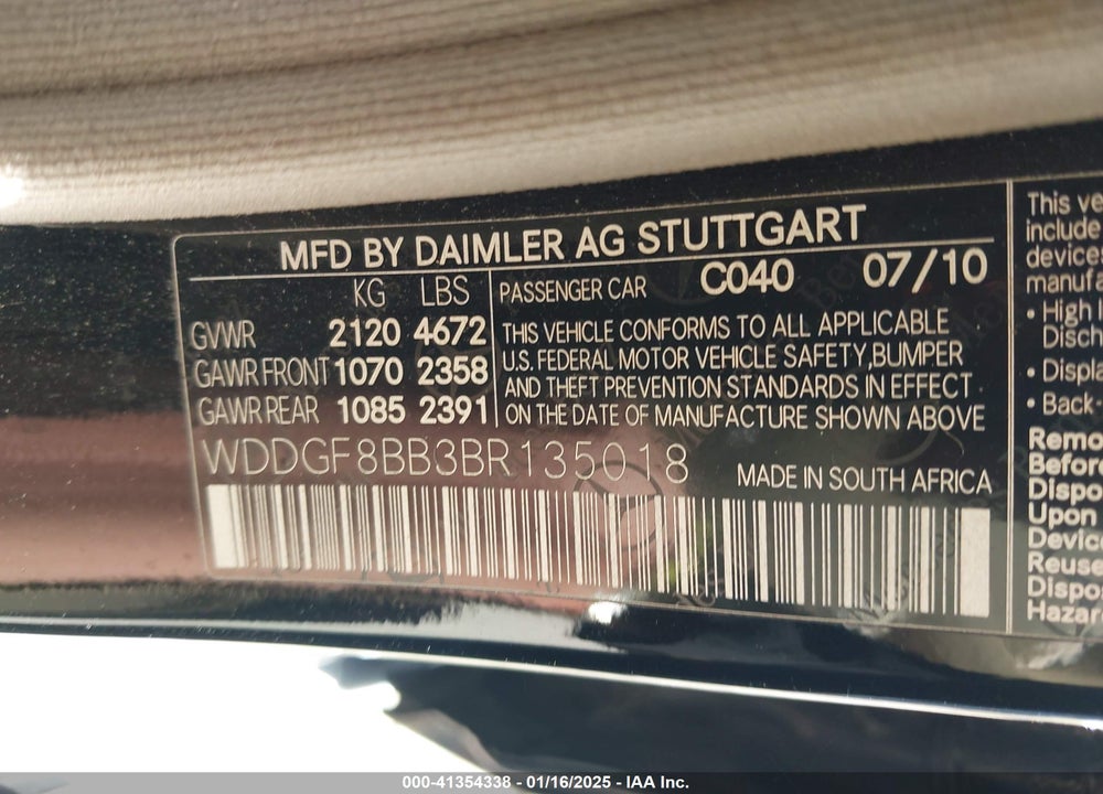 2011 MERCEDES-BENZ C 300 LUXURY 4MATIC/SPORT 4MATIC VIN: WDDGF8BB3BR135018