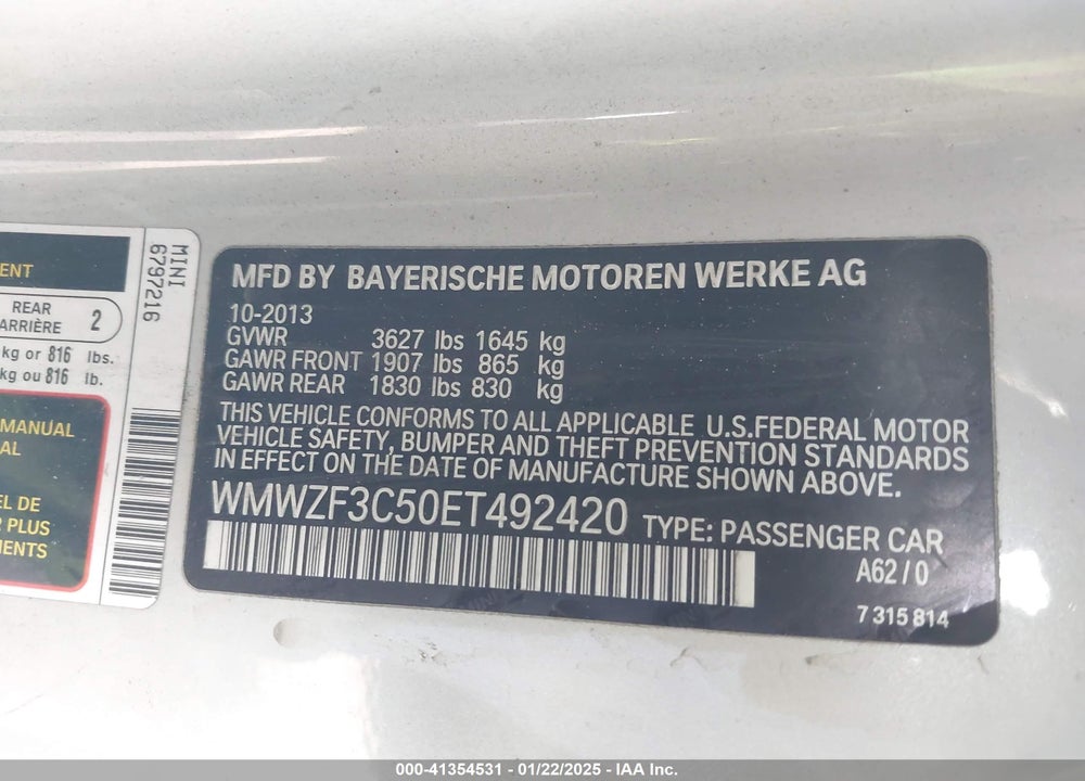 2014 MINI CLUBMAN VIN: WMWZF3C50ET492420
