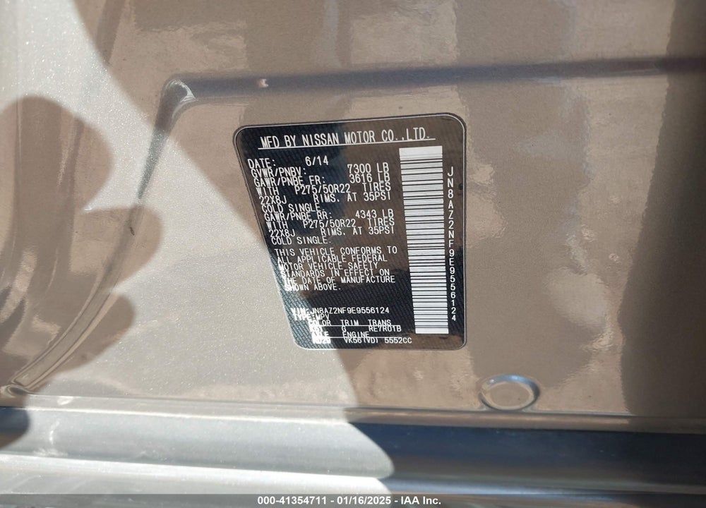 2014 INFINITI QX80 VIN: JN8AZ2NF9E9556124