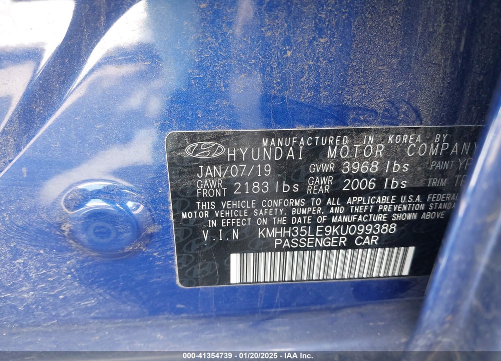 2019 HYUNDAI ELANTRA GT VIN: KMHH35LE9KU099388