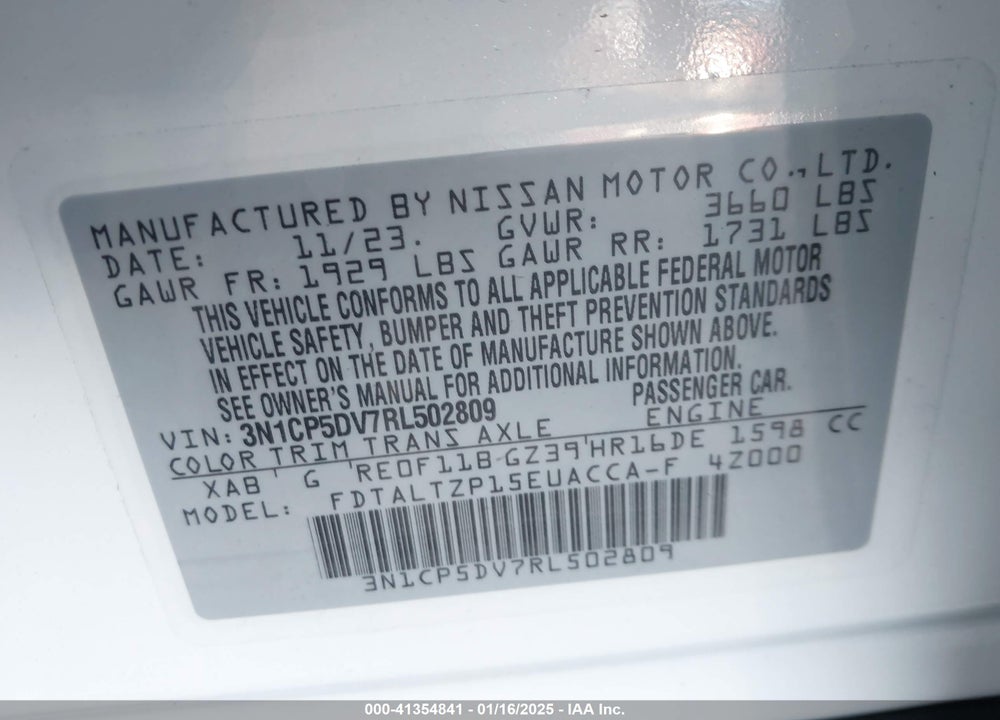 2024 NISSAN KICKS VIN: 3N1CP5DV7RL502809