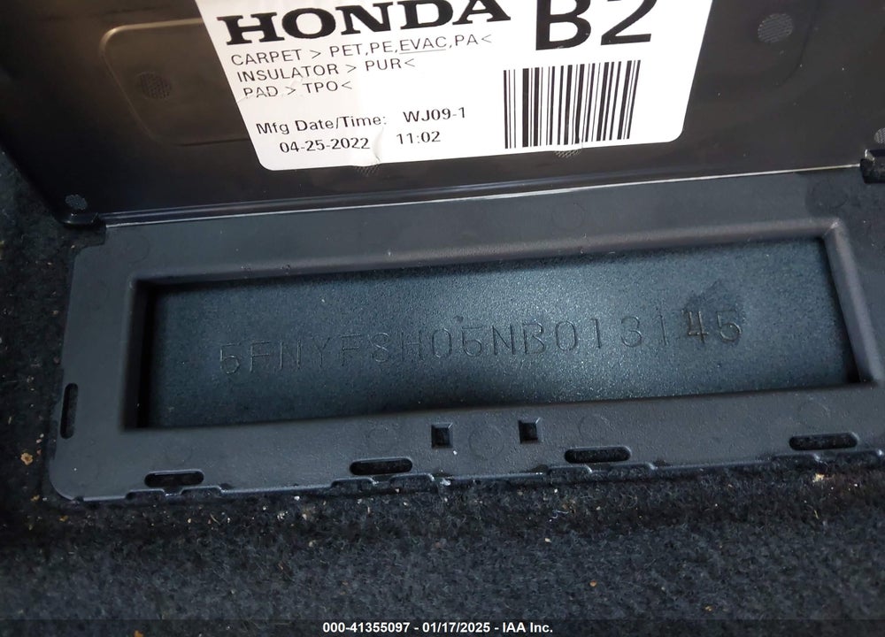 2022 HONDA PASSPORT AWD ELITE VIN: 5FNYF8H05NB013145