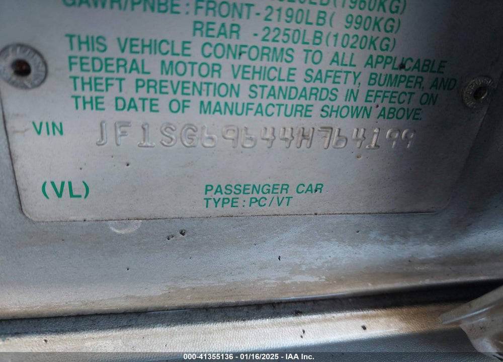 2004 SUBARU FORESTER 2.5XT VIN: JF1SG69644H764199