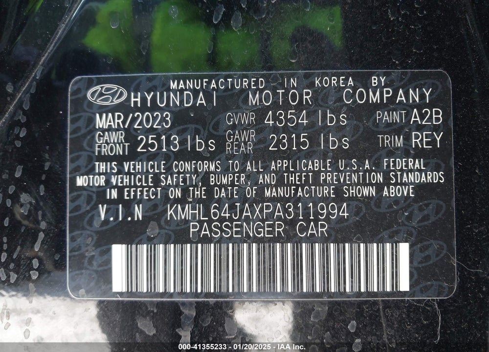 2023 HYUNDAI SONATA VIN: KMHL64JAXPA311994