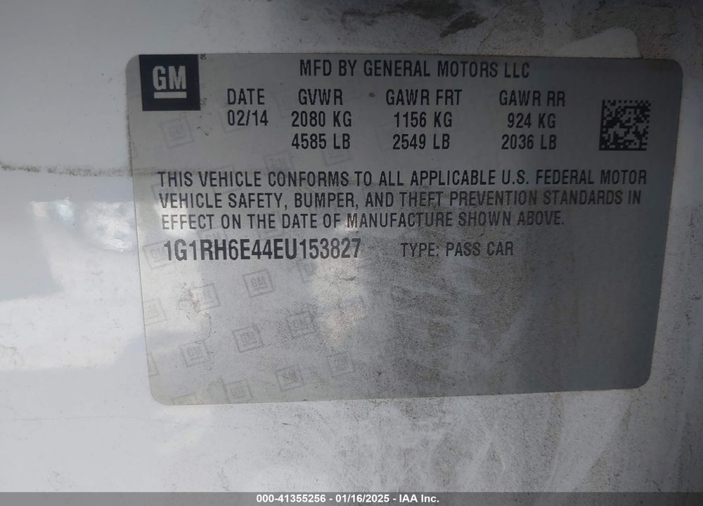 2014 CHEVROLET VOLT VIN: 1G1RH6E44EU153827