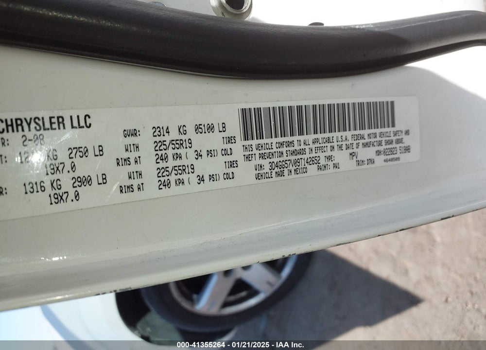 2009 DODGE JOURNEY SXT VIN: 3D4GG57V09T142652