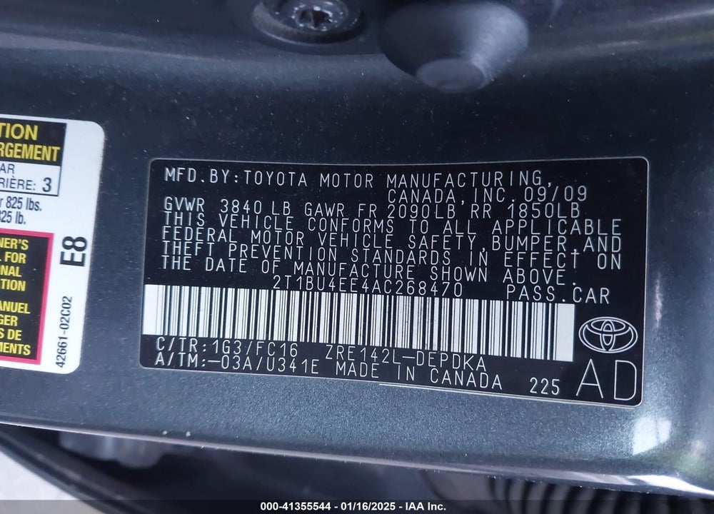 2010 TOYOTA COROLLA LE VIN: 2T1BU4EE4AC268470