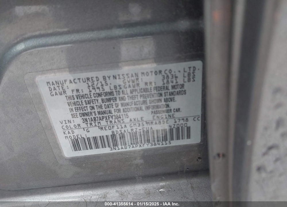 2015 NISSAN SENTRA VIN: 3N1AB7APXFY384115