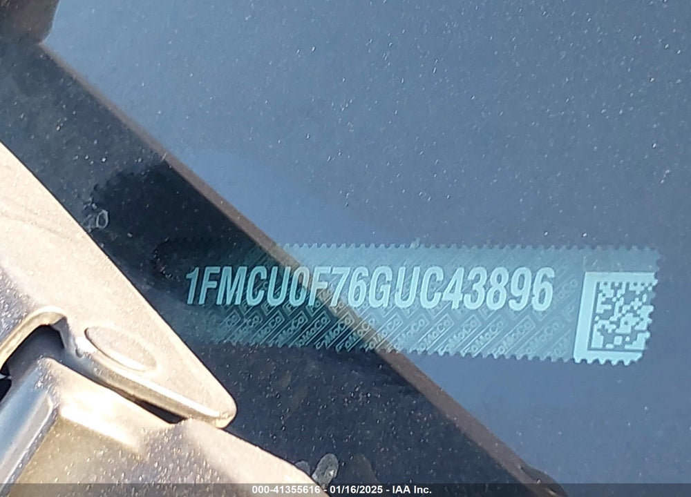 2016 FORD ESCAPE S VIN: 1FMCU0F76GUC43896