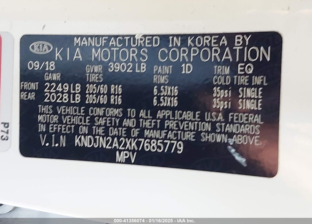 2019 KIA SOUL VIN: KNDJN2A2XK7685779