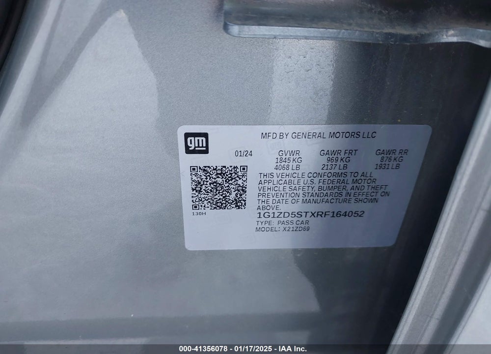 2024 CHEVROLET MALIBU FWD 1LT VIN: 1G1ZD5STXRF164052