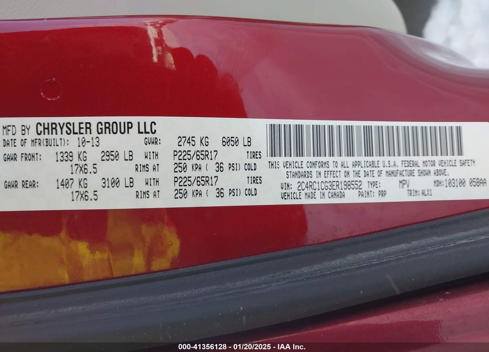 2014 CHRYSLER TOWN & COUNTRY VIN: 2C4RC1CG3ER198552