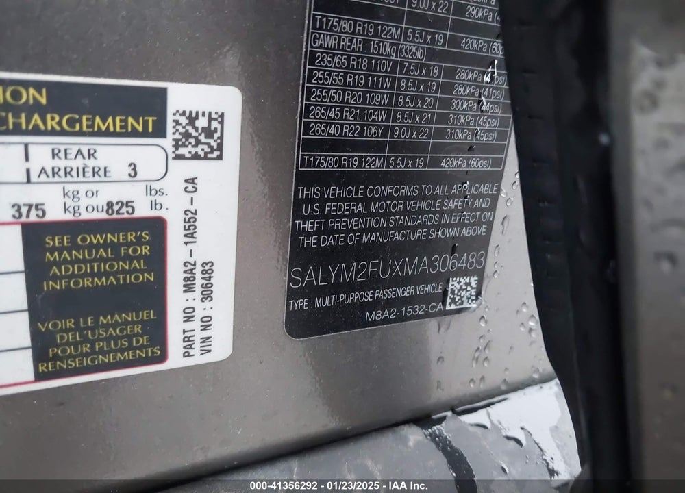 2021 LAND ROVER RANGE ROVER VELAR P400 R-DYNAMIC HSE VIN: SALYM2FUXMA306483