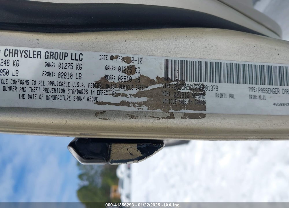 2010 CHRYSLER 300 TOURING/SIGNATURE SERIES/EXECUTIVE SERIES VIN: 2C3CA5CV2AH201379