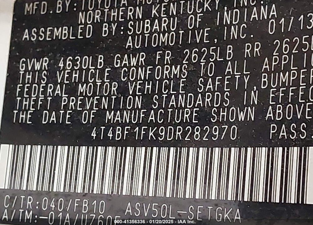2013 TOYOTA CAMRY XLE VIN: 4T4BF1FK9DR282970