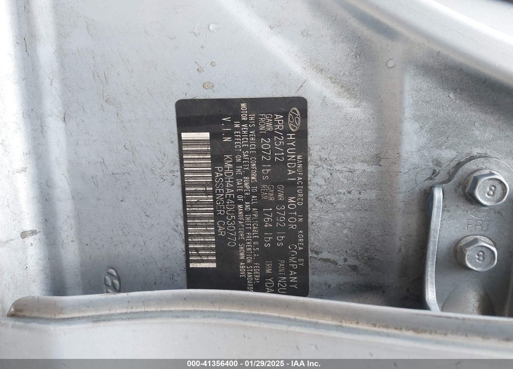 2013 HYUNDAI ELANTRA GLS VIN: KMHDH4AE4DU530770