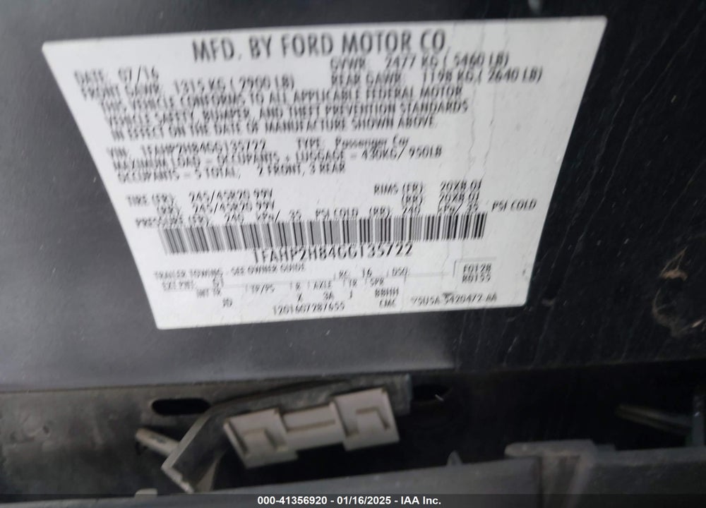 2016 FORD TAURUS SEL VIN: 1FAHP2H84GG135722