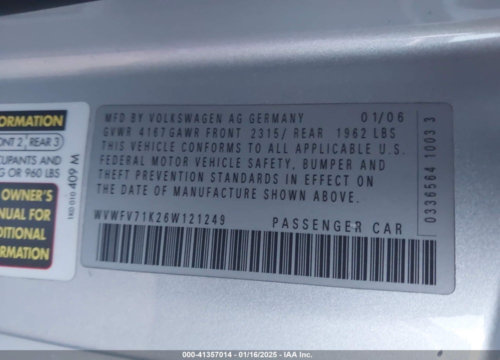2006 VOLKSWAGEN GTI 2-DOOR VIN: WVWFV71K26W121249