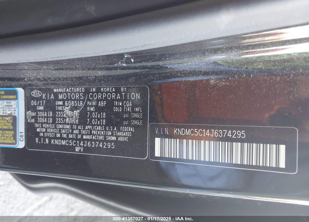2018 KIA SEDONA SX VIN: KNDMC5C14J6374295