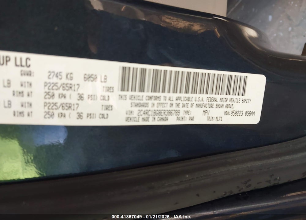2014 CHRYSLER TOWN & COUNTRY TOURING VIN: 2C4RC1BG8ER386789