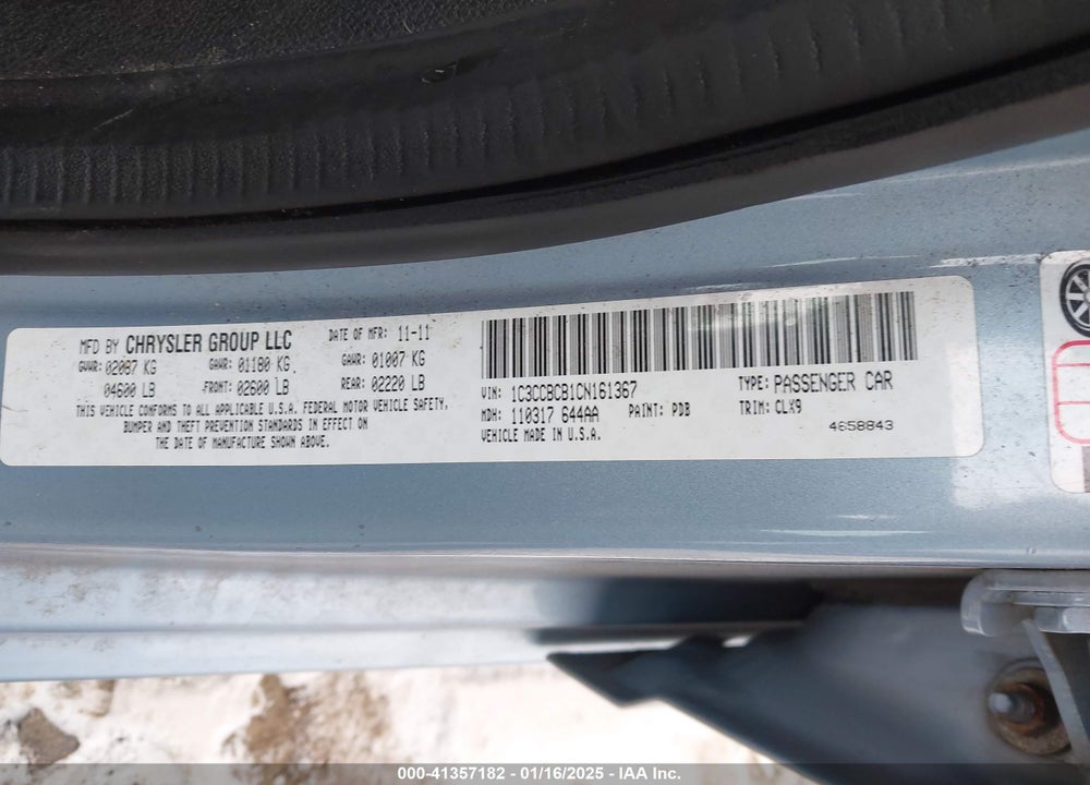 2012 CHRYSLER 200 VIN: 1C3CCBCB1CN161367