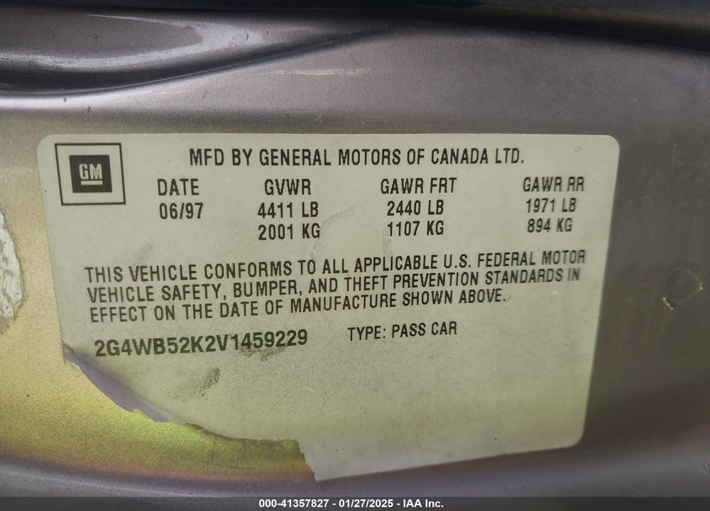 1997 BUICK REGAL LS VIN: 2G4WB52K2V1459229