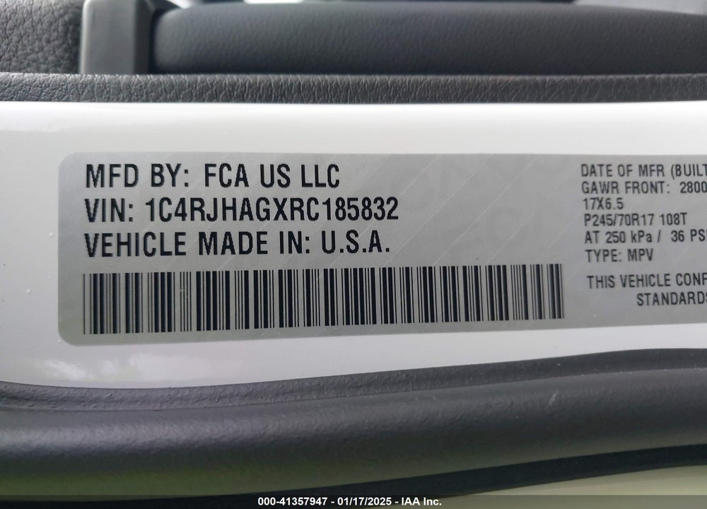 2024 JEEP GRAND CHEROKEE LAREDO 4X4 VIN: 1C4RJHAGXRC185832