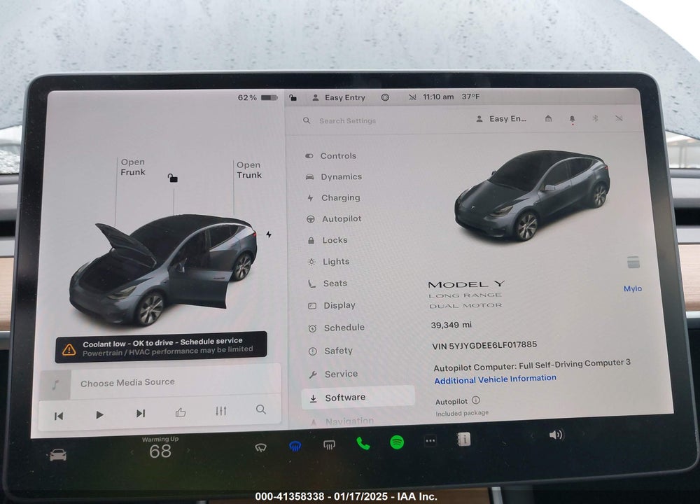 2020 TESLA MODEL Y LONG RANGE DUAL MOTOR ALL-WHEEL DRIVE VIN: 5YJYGDEE6LF017885