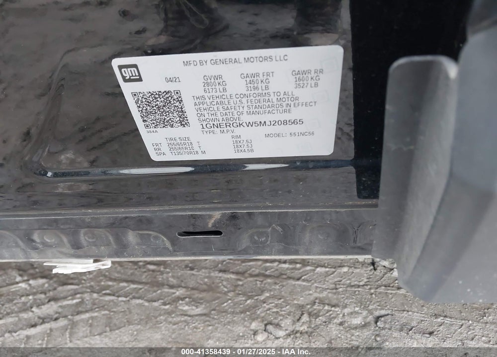 2021 CHEVROLET TRAVERSE FWD LT CLOTH VIN: 1GNERGKW5MJ208565