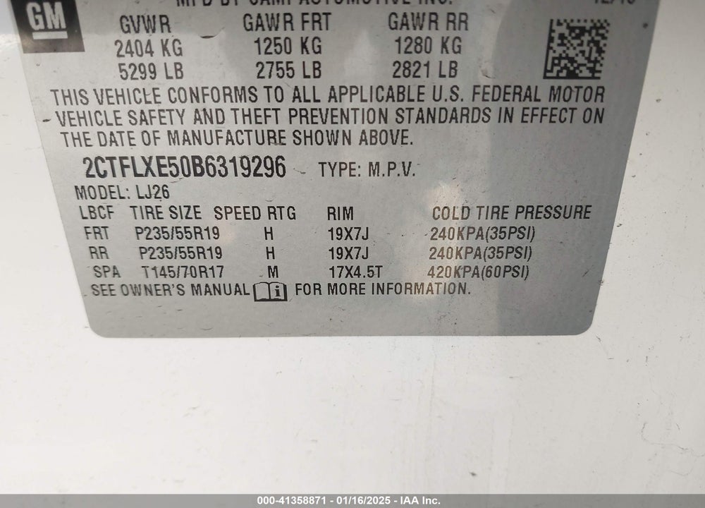 2011 GMC TERRAIN SLT-2 VIN: 2CTFLXE50B6319296