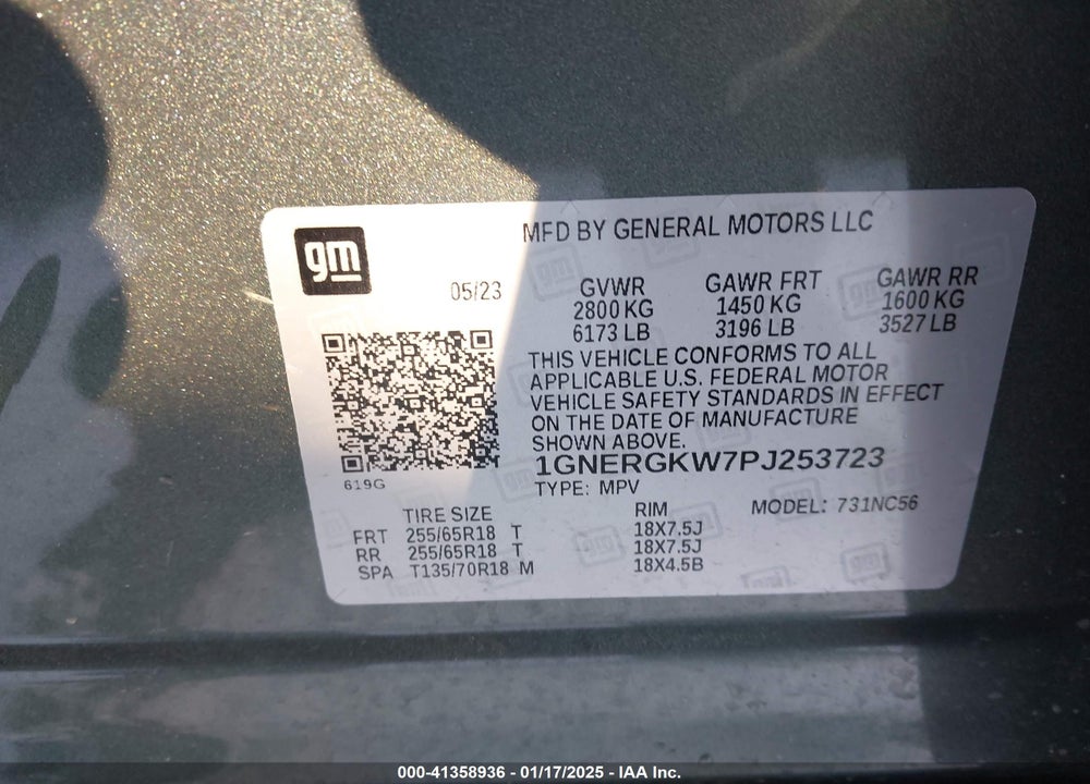 2023 CHEVROLET TRAVERSE VIN: 1GNERGKW7PJ253723