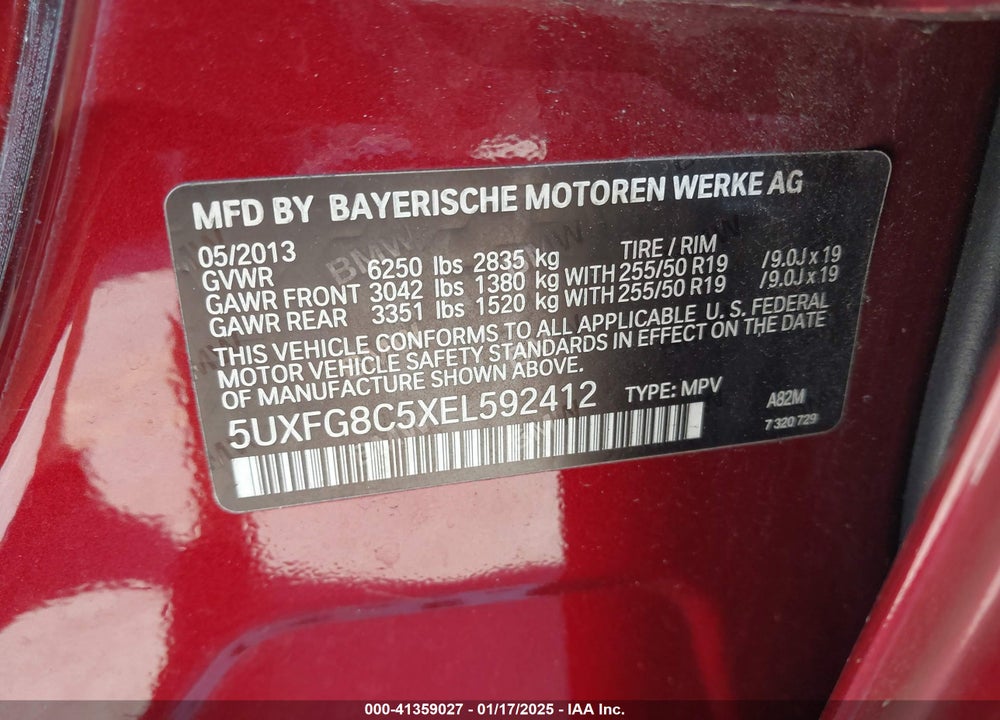 2014 BMW X6 XDRIVE50I VIN: 5UXFG8C5XEL592412