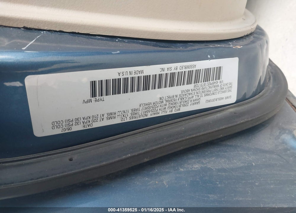 2008 SUBARU OUTBACK VIN: 4S4BP62C187317038