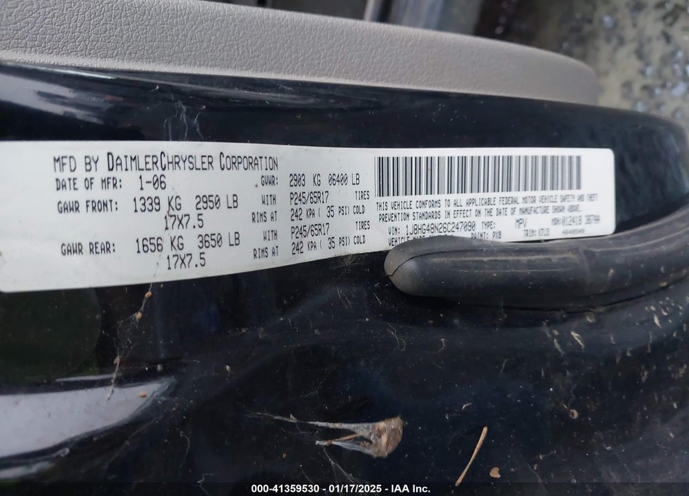 2006 JEEP COMMANDER VIN: 1J8HG48N26C247090