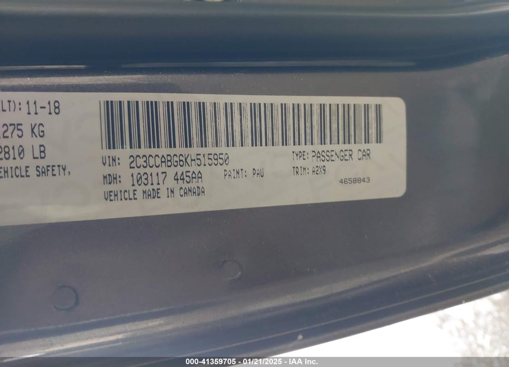 2019 CHRYSLER 300 VIN: 2C3CCABG6KH515950