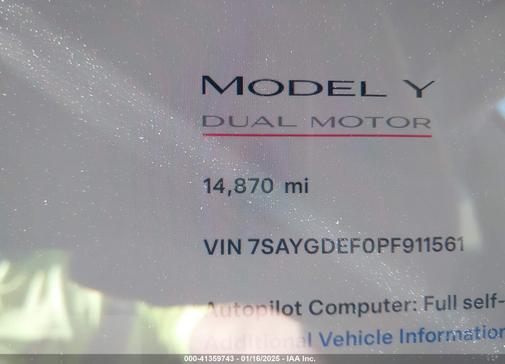 2023 TESLA MODEL Y PERFORMANCE DUAL MOTOR ALL-WHEEL DRIVE VIN: 7SAYGDEF0PF911561