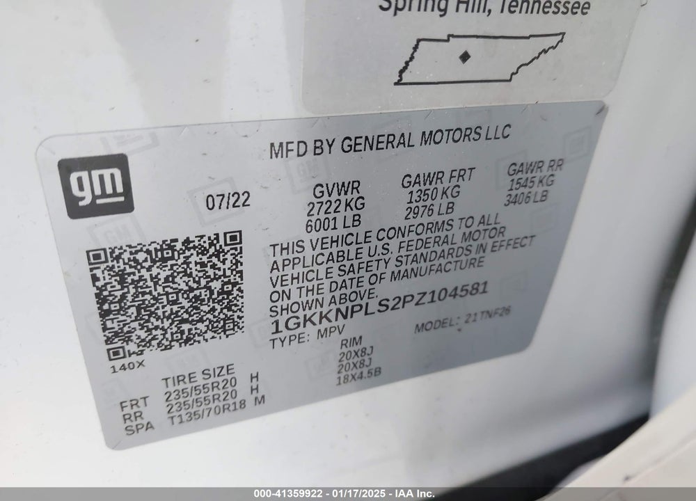 2023 GMC ACADIA FWD DENALI VIN: 1GKKNPLS2PZ104581