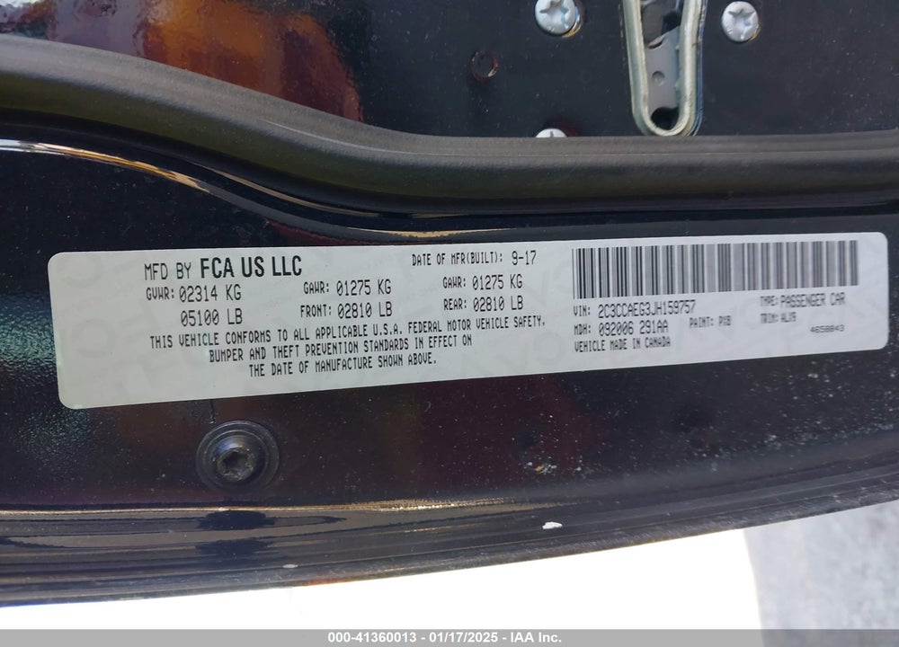 2018 CHRYSLER 300 VIN: 2C3CCAEG3JH159757