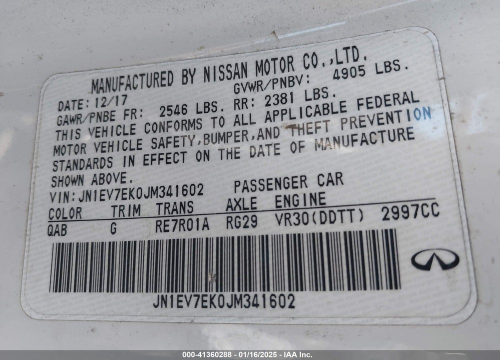 2018 INFINITI Q60 3.0T LUXE VIN: JN1EV7EK0JM341602