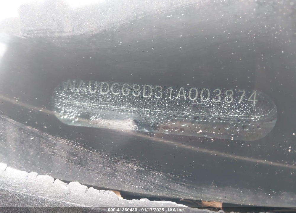 2001 AUDI A4 1.8 T VIN: WAUDC68D31A003874