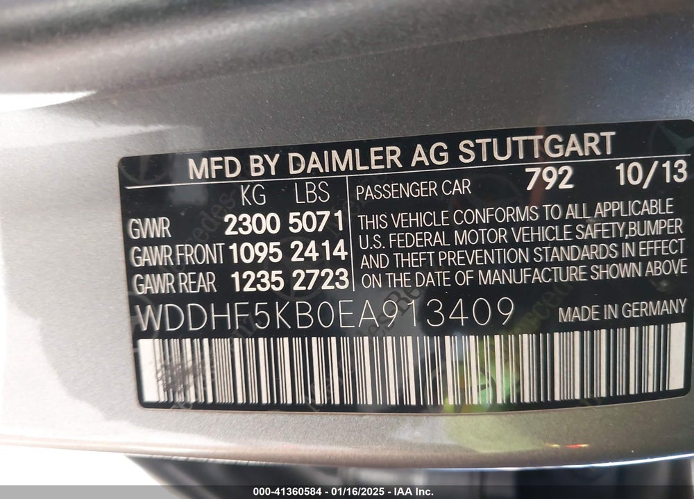 2014 MERCEDES-BENZ E 350 VIN: WDDHF5KB0EA913409