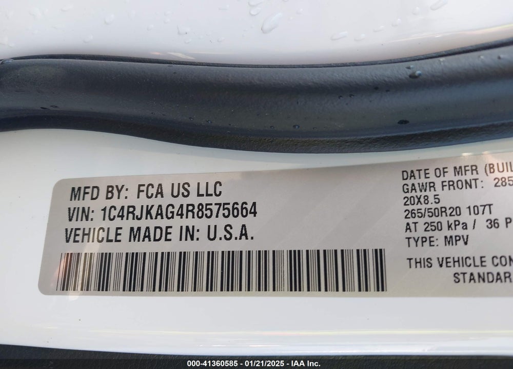 2024 JEEP GRAND CHEROKEE L ALTITUDE 4X4 VIN: 1C4RJKAG4R8575664