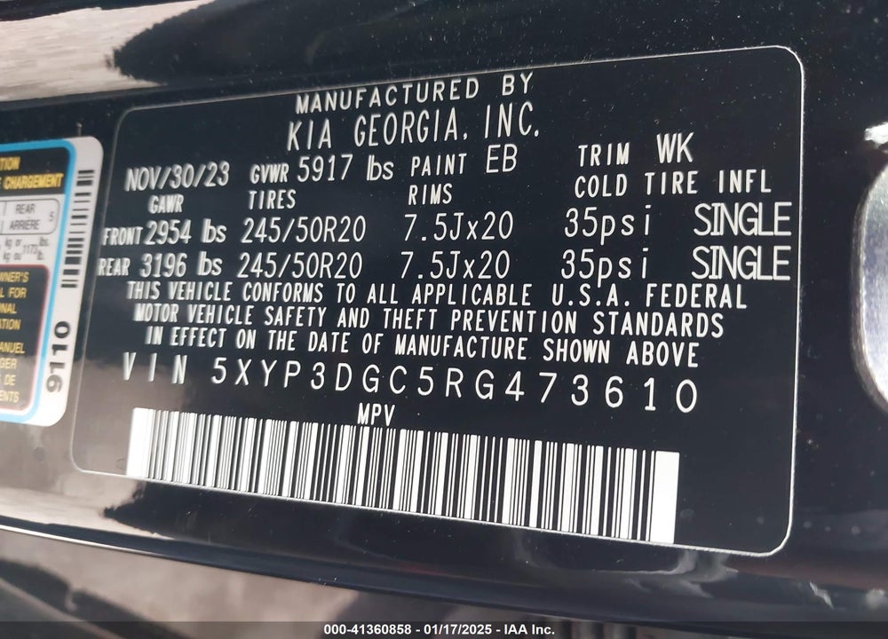 2024 KIA TELLURIDE VIN: 5XYP3DGC5RG473610