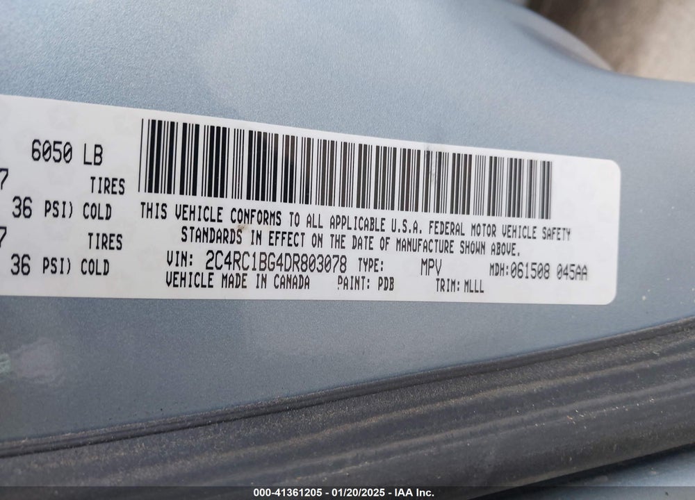 2013 CHRYSLER TOWN & COUNTRY TOURING VIN: 2C4RC1BG4DR803078