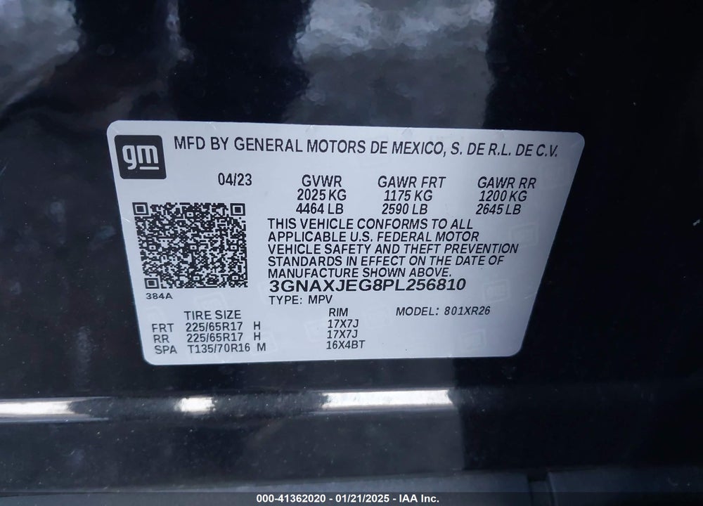 2023 CHEVROLET EQUINOX FWD 2FL VIN: 3GNAXJEG8PL256810