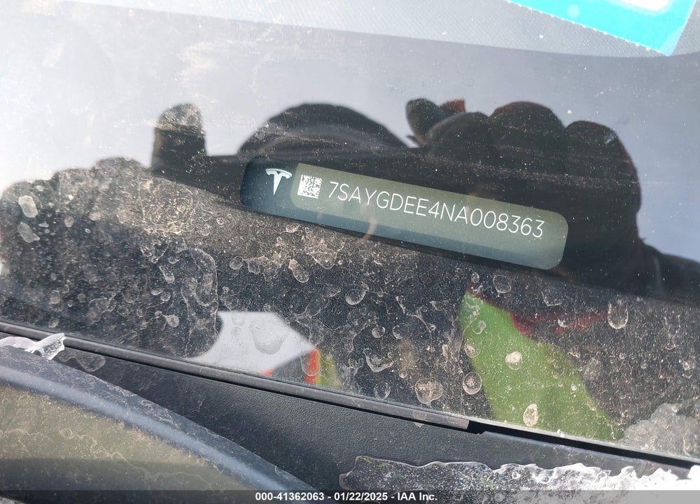 2022 TESLA MODEL Y LONG RANGE DUAL MOTOR ALL-WHEEL DRIVE VIN: 7SAYGDEE4NA008363