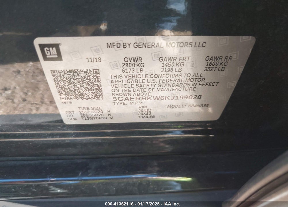2019 BUICK ENCLAVE FWD ESSENCE VIN: 5GAERBKW6KJ199028