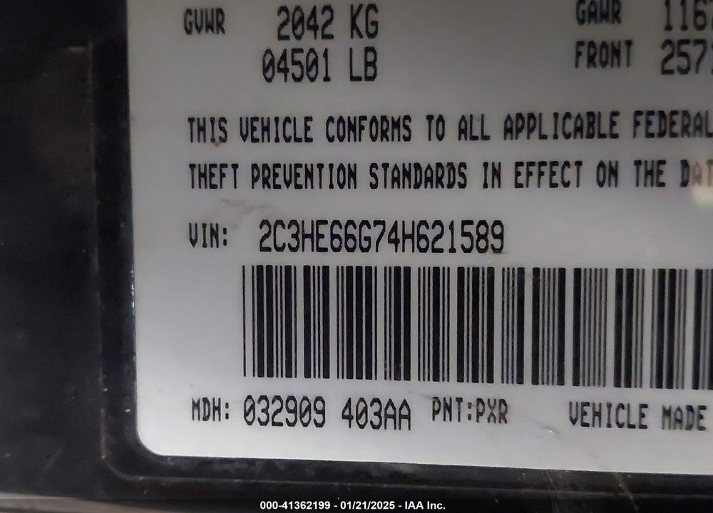 2004 CHRYSLER 300M VIN: 2C3HE66G74H621589