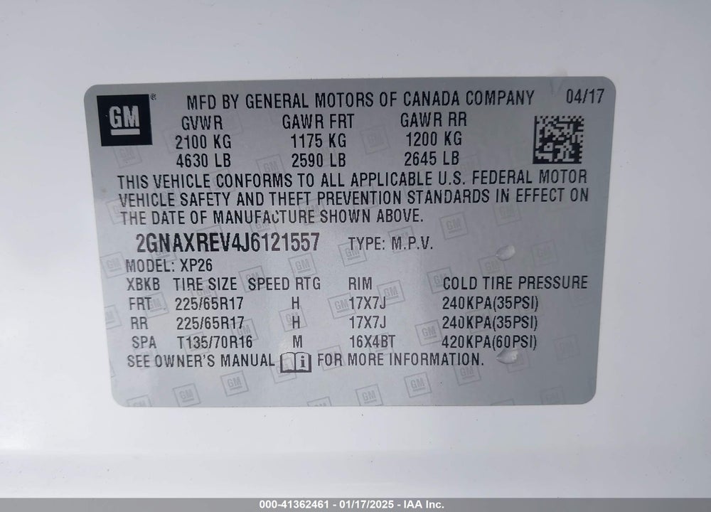 2018 CHEVROLET EQUINOX LS VIN: 2GNAXREV4J6121557