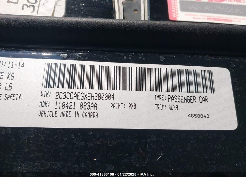 2014 CHRYSLER 300 VIN: 2C3CCAEGXEH380004